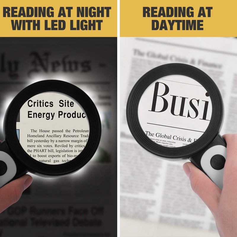 JMH Magnifying Glass with Light, 30X Handheld Large Magnifying Glass 18LED Cold and Warm Light with 3 Modes, Illuminated Lighted Magnifier for Seniors Reading, Coins, Jewelry - Image 4