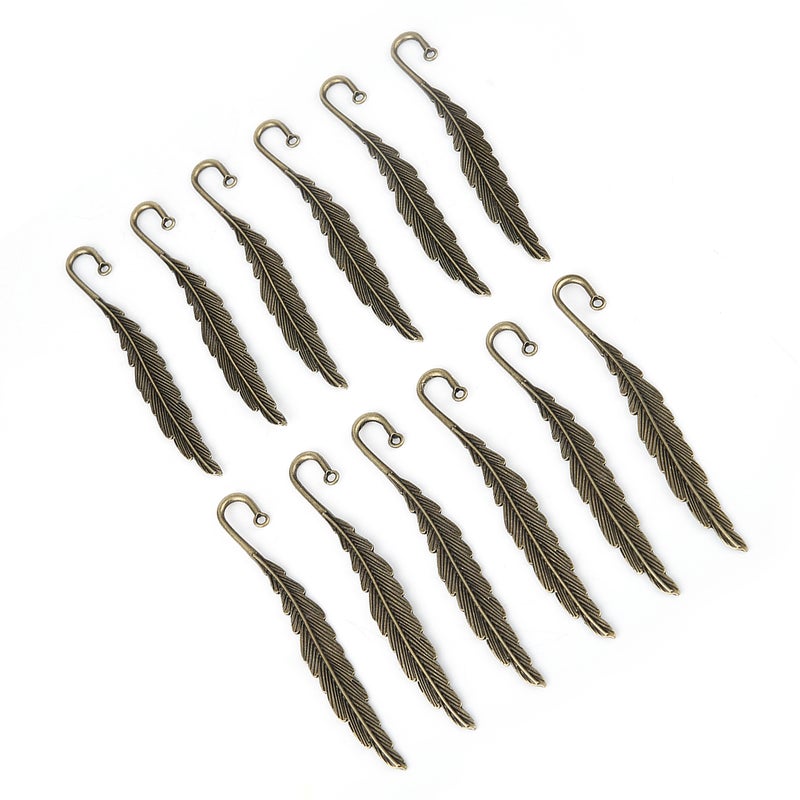 Antique Feather Bookmarks: 1Pc Bronze Alloy Material - Durable Harmless Smooth Touch Vintage Metal Bookmarks for Book Lovers Home Reading Stationery Gift - Image 5