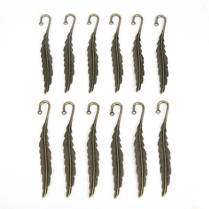 Antique Feather Bookmarks: 1Pc Bronze Alloy Material - Durable Harmless Smooth Touch Vintage Metal Bookmarks for Book Lovers Home Reading Stationery Gift - Image 1