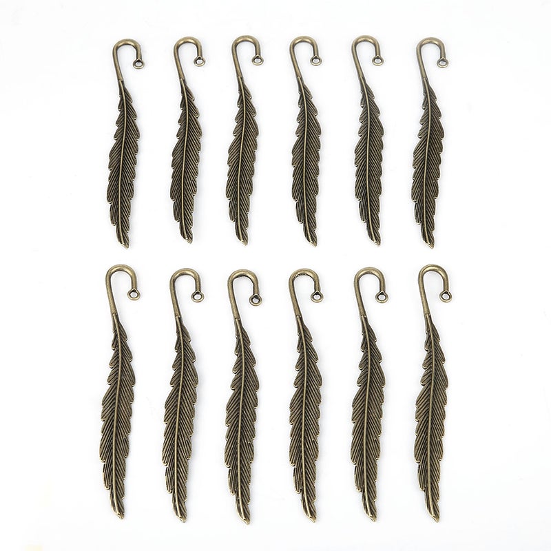 Antique Feather Bookmarks: 1Pc Bronze Alloy Material - Durable Harmless Smooth Touch Vintage Metal Bookmarks for Book Lovers Home Reading Stationery Gift - Image 3