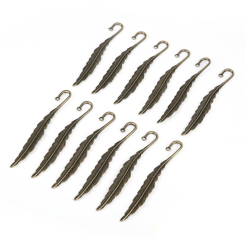 Antique Feather Bookmarks: 1Pc Bronze Alloy Material - Durable Harmless Smooth Touch Vintage Metal Bookmarks for Book Lovers Home Reading Stationery Gift - Image 2