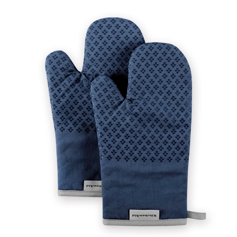 KitchenAid Asteroid Oven Mitt Set, 7"x12.5", Blue Willow, 2 Piece - Image 1