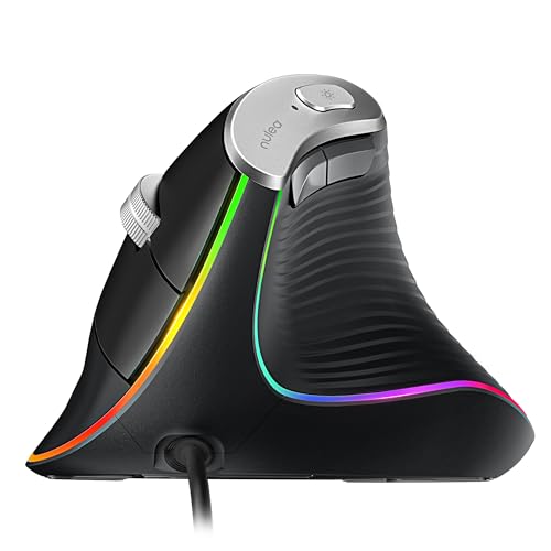 Nulea M504 Wired Vertical Mouse, USB Optical Ergonomic Mouse Wired with 4 Adjustable DPI, 11 RGB Backlight Modes, Compatible for Laptop, PC, Desktop, Mac, Black - Image 1