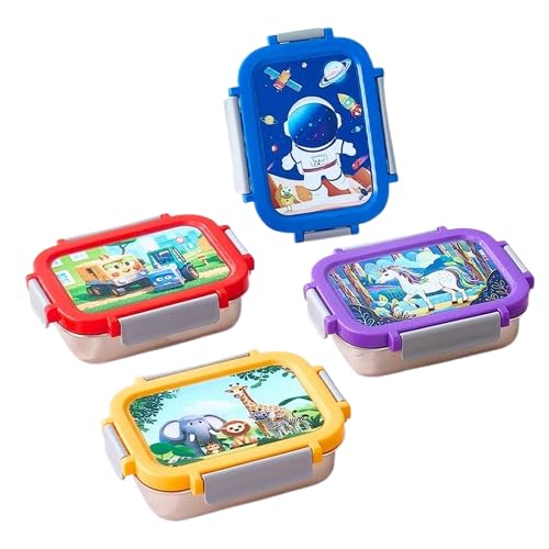 INKULTURE INKULTURE Stainless Steel Made Lunch Box with 304 Stainless Steel Made Snap Lid Container Inside, 500 ml | Blue | Pack of 01 - Image 2