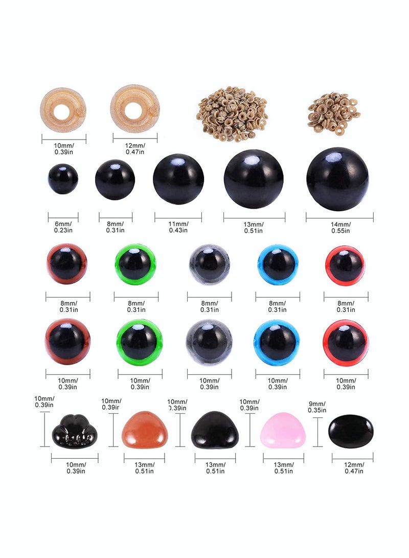 SOLARAE Plastic Safety Eyes and Noses with Washers for Amigurumi Crafts Crochet Toy and Stuffed Animals 570 Pcs - Image 3