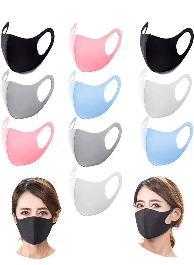 10Pcs Face Covers with Elastic Ear Loop Cover Full Face Anti-Dust, Unisex, Washable and Reusable for Men and Women, soft on the face and skin (Colorful) - Image 1