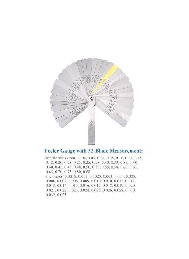 PROMASS 1 Pack Feeler Gauge with 32-Blade and 1 Pack Offset Feeler Gauge with 16-Blade, for Measuring Gap Width and Thickness, Gauge Dual Marked Metric and Imperial Gap Measuring Tool - Image 2