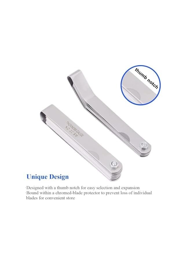 PROMASS 1 Pack Feeler Gauge with 32-Blade and 1 Pack Offset Feeler Gauge with 16-Blade, for Measuring Gap Width and Thickness, Gauge Dual Marked Metric and Imperial Gap Measuring Tool - Image 4