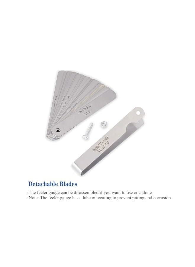 PROMASS 1 Pack Feeler Gauge with 32-Blade and 1 Pack Offset Feeler Gauge with 16-Blade, for Measuring Gap Width and Thickness, Gauge Dual Marked Metric and Imperial Gap Measuring Tool - Image 5