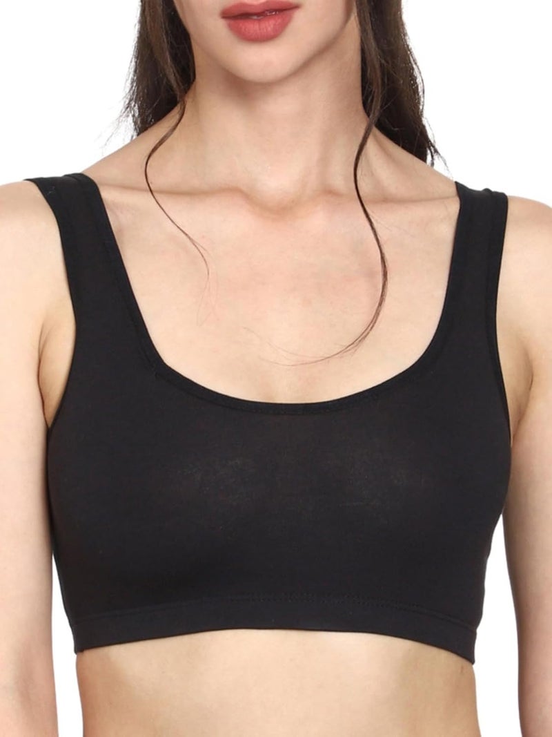 Mysha Women's 100% Pure Cotton Stretchable Wireless Sports Bra – Soft, Breathable, Non-Padded & Seamless - Image 4