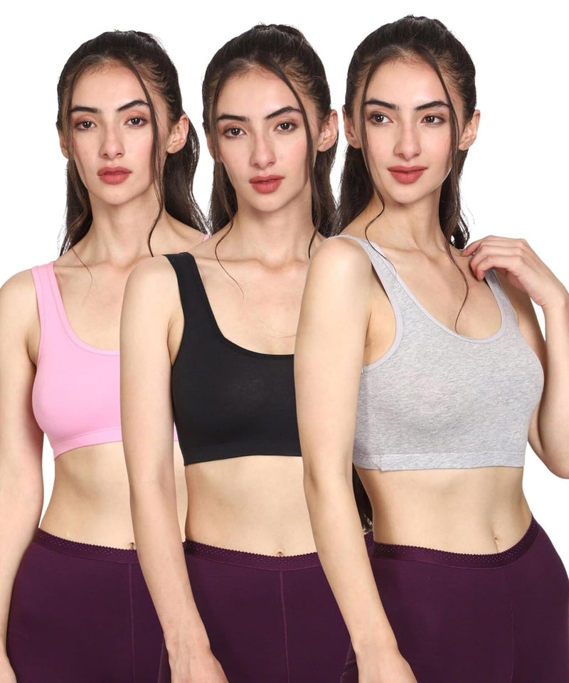 Mysha Women's 100% Pure Cotton Stretchable Wireless Sports Bra – Soft, Breathable, Non-Padded & Seamless - Image 1