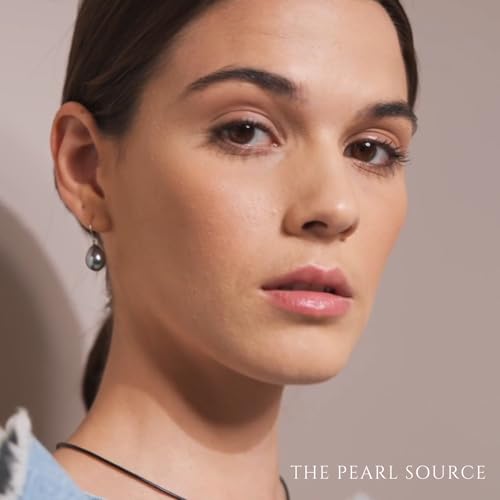 THE PEARL SOURCE Genuine Baroque Black Tahitian South Sea Cultured Pearl Rosalind Earrings for Women - Image 3