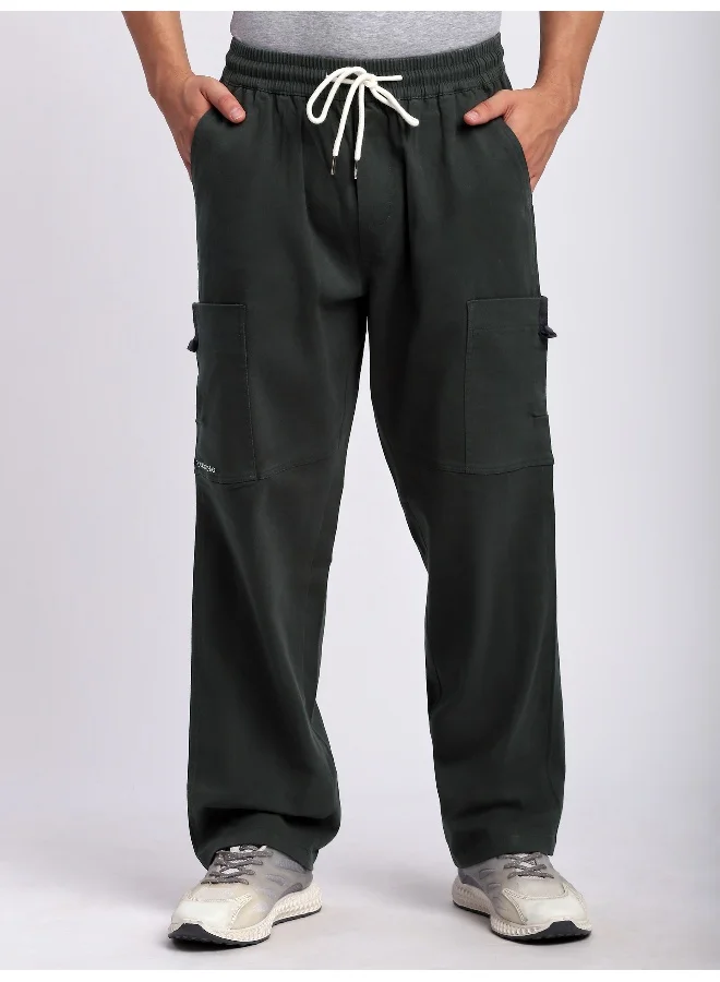 Beyoung Dark Grey Elasticated Cargo Pants