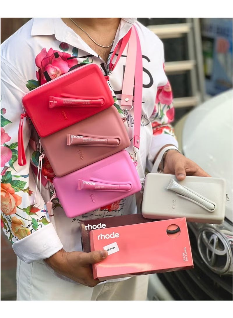 Rhode Pouch Bag with Adjustable Strap and Lip Gloss – Stylish, Compact, and Perfect for On-the-Go Beauty and Everyday Essential light pink - Image 3