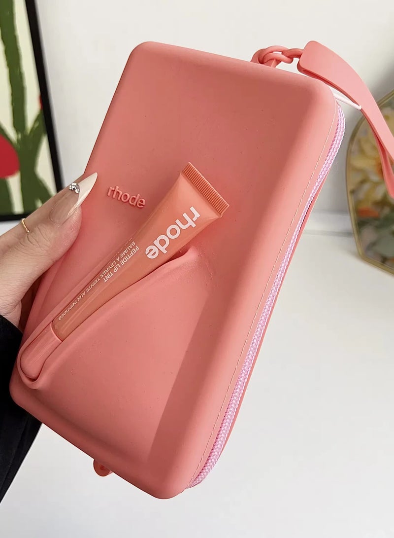 Rhode Pouch Bag with Adjustable Strap and Lip Gloss – Stylish, Compact, and Perfect for On-the-Go Beauty and Everyday Essential light pink - Image 1