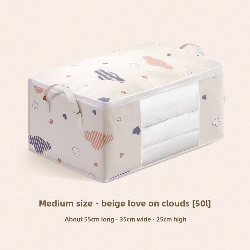 Non-Woven Fabric Quilt Dustproof Storage Bag Medium rice White 55*35*25cm(50L) 