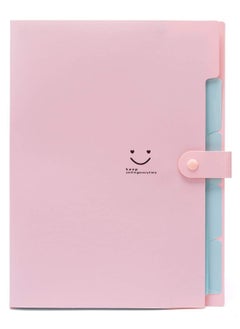 Cool Baby Expandable Portable Hand-Held Accordion File Document Folder Cute Smiling Face Student File Organizer A4 and Letter Size 5 Pockets Light (Pink)  - Image 1