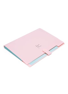 Cool Baby Expandable Portable Hand-Held Accordion File Document Folder Cute Smiling Face Student File Organizer A4 and Letter Size 5 Pockets Light (Pink)  - Image 2