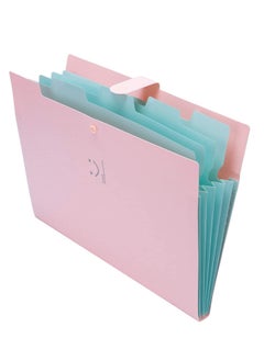 Cool Baby Expandable Portable Hand-Held Accordion File Document Folder Cute Smiling Face Student File Organizer A4 and Letter Size 5 Pockets Light (Pink)  - Image 3