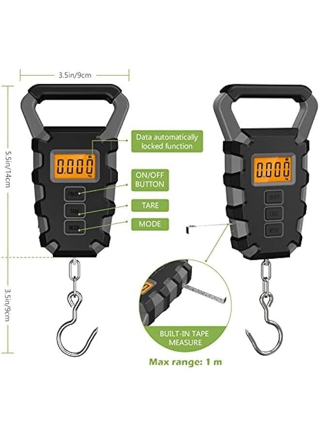 Digital Fishing Scale with Ruler, Backlit LCD Display Fishing Postal Hanging Hook Scale, 110lb/50kg Electronic Digital Luggage Scale with Measuring Tape,Waterproof (Batteries Included) - Grey - Image 5