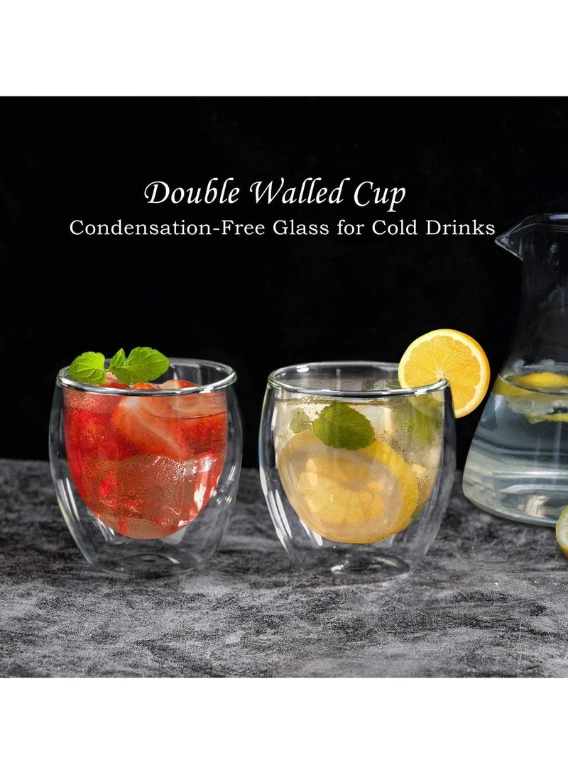 QUESERA 6 Pieces Double Wall Glasses Coffee Cup,Medium 250Ml