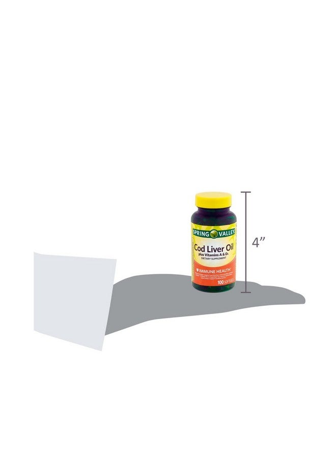 SPRING VALLEY وادي الربيع - زيت كبد السمك مع فيتامين أ و د 100 كبسولة لينة - Image 5