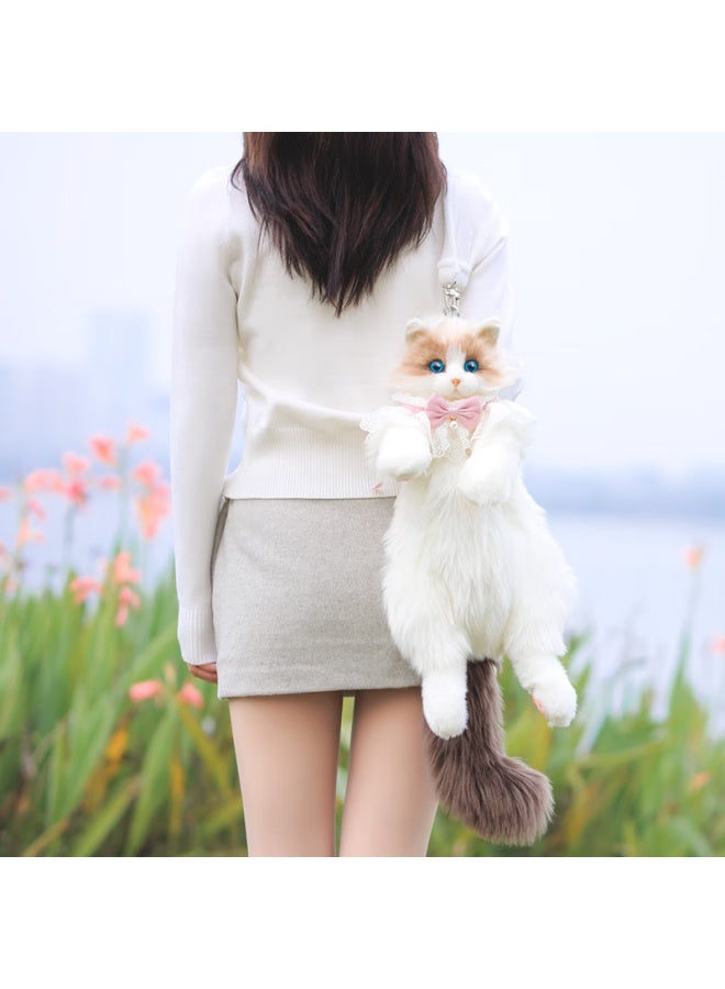 Chongker Pet Backpack Plush Toy Simulation Doll Birthday Gift Plush Toy Backpack + Pearl Scarf - Image 2
