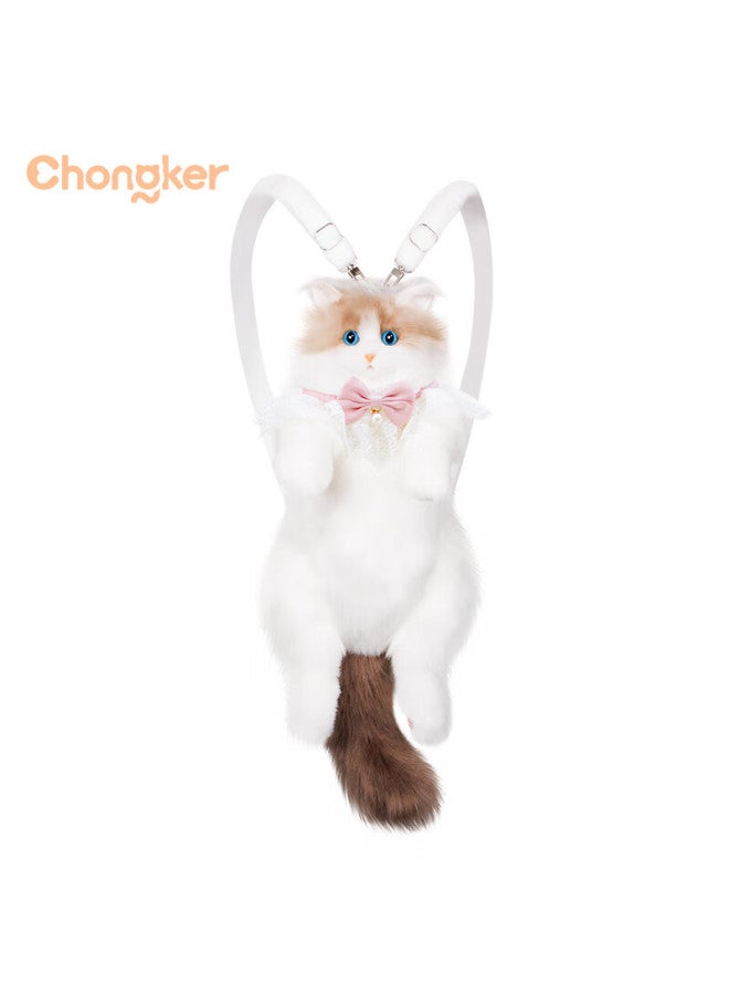 Chongker Pet Backpack Plush Toy Simulation Doll Birthday Gift Plush Toy Backpack + Pearl Scarf - Image 4