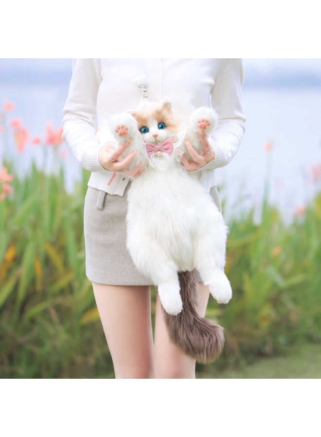 Chongker Pet Backpack Plush Toy Simulation Doll Birthday Gift Plush Toy Backpack + Pearl Scarf - Image 3