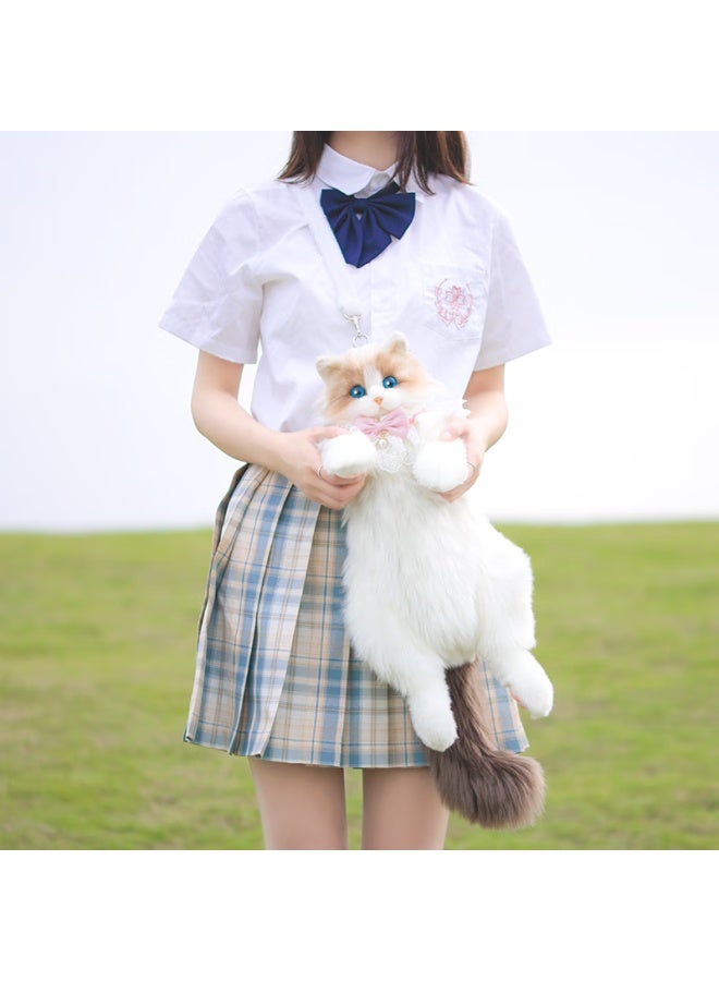 Chongker Pet Backpack Plush Toy Simulation Doll Birthday Gift Plush Toy Backpack + Pearl Scarf - Image 1
