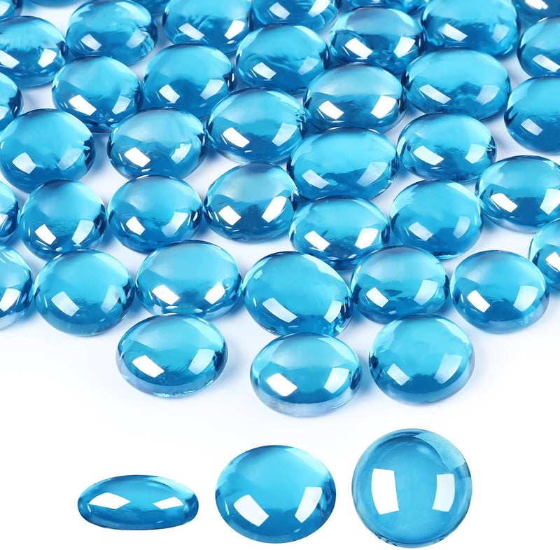 Suream 1 LB Marbles for Vases, Blue Glass Beads Bulk for Vase Fillers, Flat Glass Marbles for Aquariums, Hydroponics Plants, Home Decor, Christmas DIY Craft - Image 1