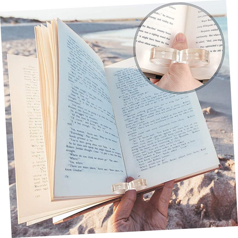 NUOBESTY 4pcs Transparent Acrylic Book Page Spreader with Thumb Ring Heart-Shaped Page Holder for Reading Mini to Large for Readers and Teachers - Image 2