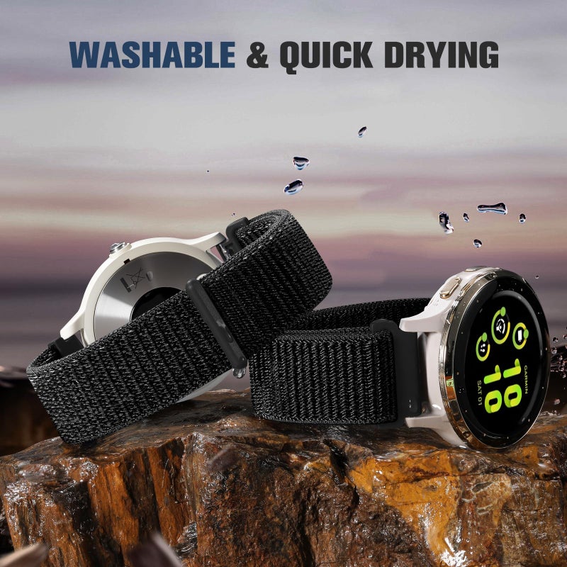 Dirrelo 20mm Nylon Band Compatible with Garmin Vivoactive 5 Watch Bands,Soft Quick Release Strap Breathable for Vivoactive 3/Vivoactive 6/Venu Sq/Sq 2/Sq Music/2 Plus,Approach S50/S40/S44/S70 42mm Women Men - Image 4