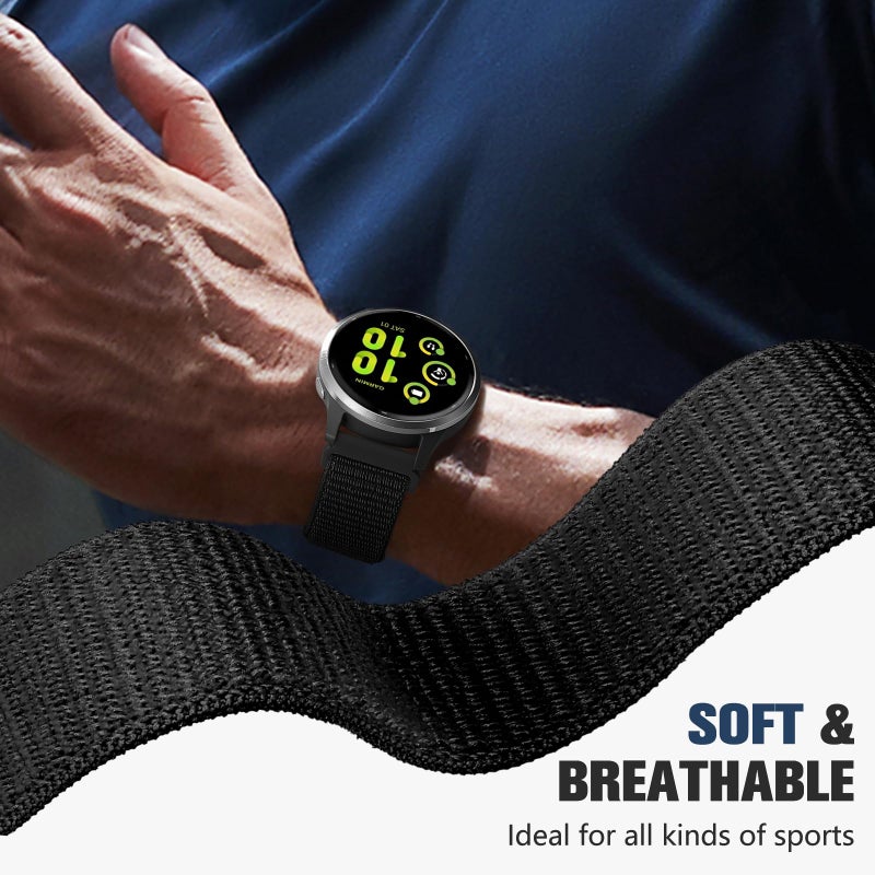 Dirrelo 20mm Nylon Band Compatible with Garmin Vivoactive 5 Watch Bands,Soft Quick Release Strap Breathable for Vivoactive 3/Vivoactive 6/Venu Sq/Sq 2/Sq Music/2 Plus,Approach S50/S40/S44/S70 42mm Women Men - Image 2