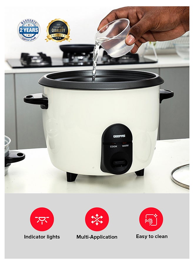 GEEPAS Automatic Rice Cooker - Steam Vent Lid & Simple One Touch Operation |Make Rice, Steam Healthy Food & Vegetables, 3 In 1 Functions, Tempered Glass LID 1.5 L 500 W GRC35011 White/Black/Clear - Image 5