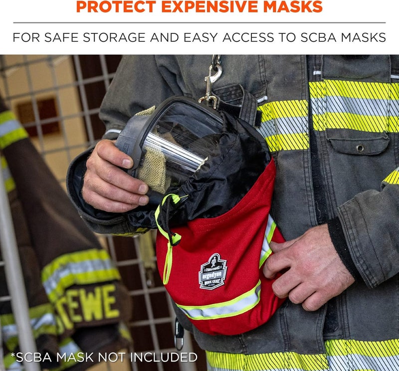 Ergodyne  13081 Arsenal 5080L Firemans SCBA Respirator Firefighter Mask Bag for air pack with Fleece Lining Red - Image 2