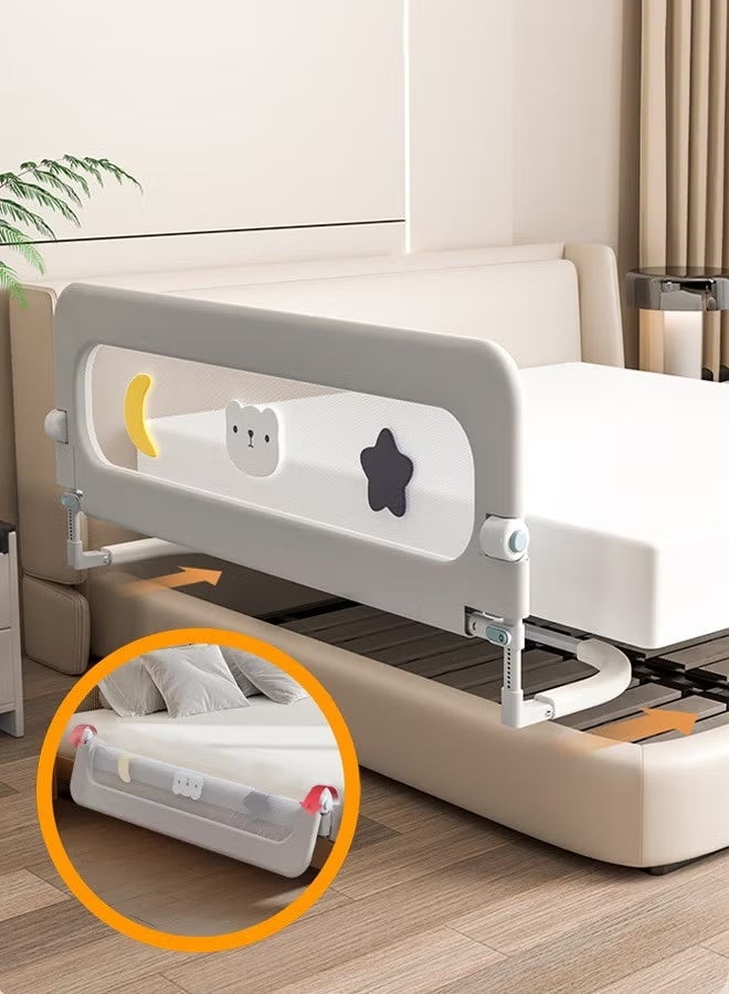 WALALLA Extra Tall Toddler Bed Guard Rail,Swing Down Design & Height Adjustable Folding Bed Safety Side Rail with Reinforced Anchor System,Universal Fit for Twin, Full, Queen, King Size Beds, Anti-Fall Protection for Kids Transitioning to Big Bed,Grey - Image 1