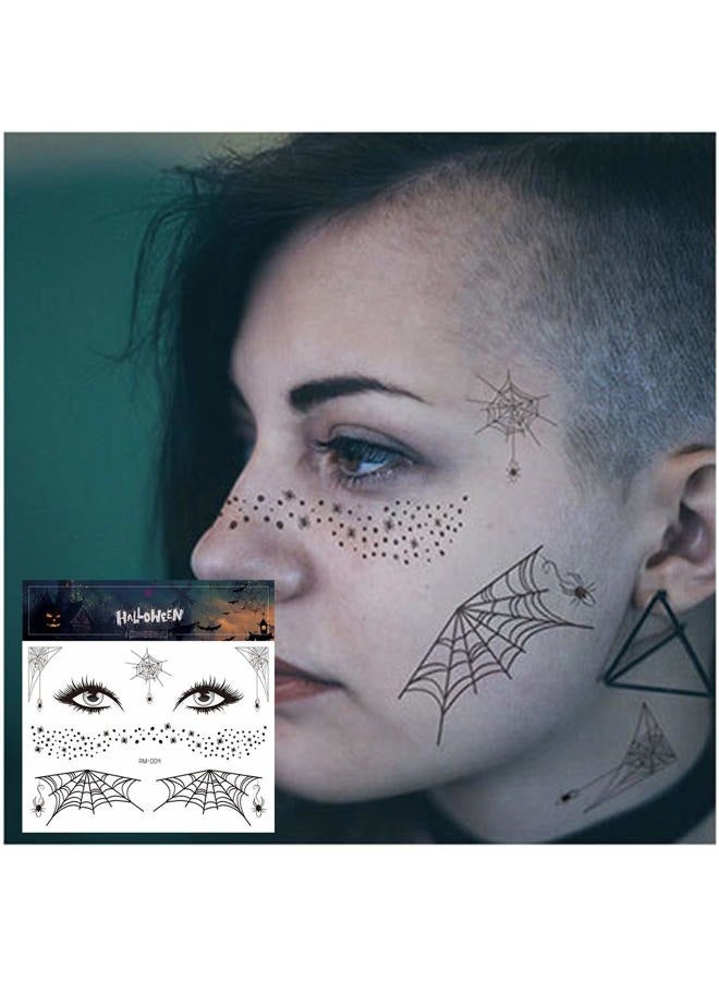 Ooopsiun Halloween Face Temporary Tattoos for Women Men Kids -Spider Bat Horror Fake Tattoo Stickers, Halloween Party Favors Supplies - Image 3
