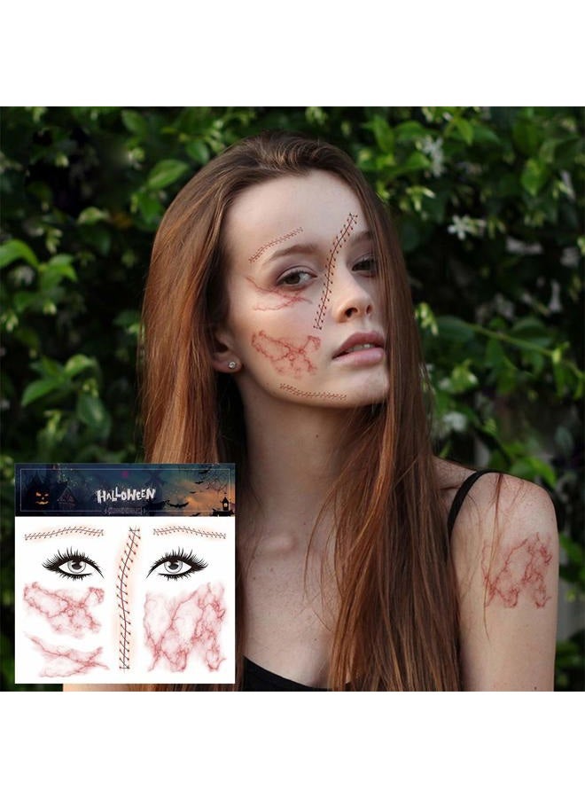 Ooopsiun Halloween Face Temporary Tattoos for Women Men Kids -Spider Bat Horror Fake Tattoo Stickers, Halloween Party Favors Supplies - Image 2