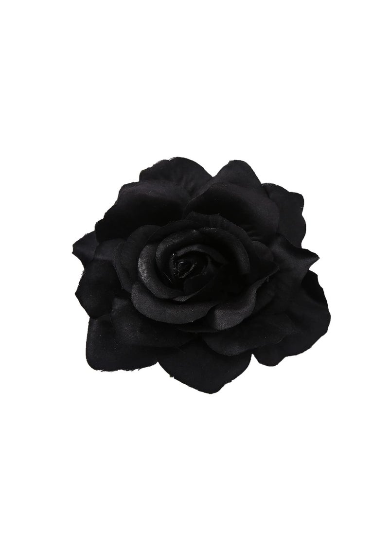 Sisadodo Sisadodo Hair Clip for Women  Black Flower Rose Hair Clip Floral Hair Accessories Flower Brooch Pin Hair Barrettes for Women Girls Gifts for Birthday Christmas 