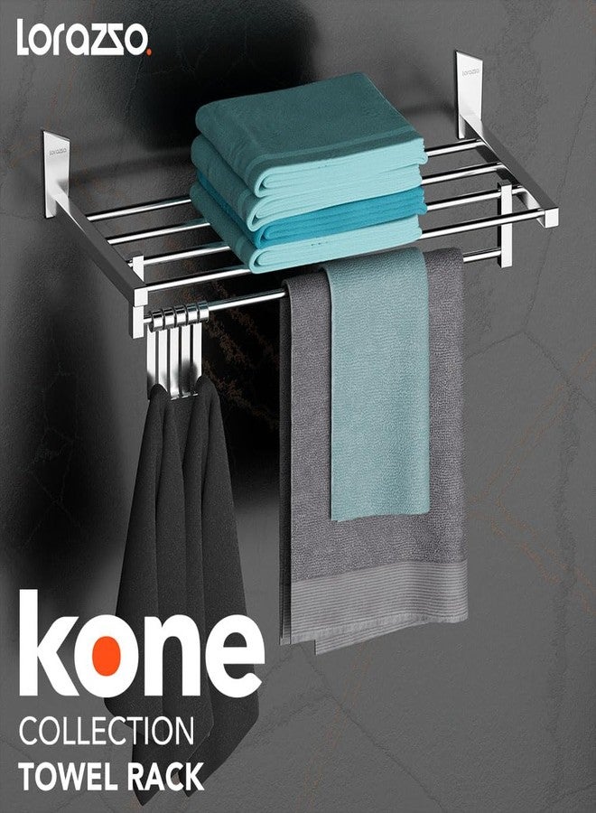 Lorazzo Towel Rack (Kone Collection) | Stainless Steel 304 | Bathroom Accessories | Towel Holder | Towel Rod for Bathroom | Towel Rod | Chrome Finish | Sleek Design Towel Hanger for Bathroom - Image 2