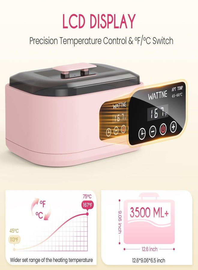 Wattne Paraffin Wax Machine for Hands & Feet – Paraffin Wax Warmer Moisturizing Kit with Auto-Timer & Precision Temperature Control, Paraffin Wax Bath for Arthritis, Dry Skin Care, Home Spa-Pink - Image 2