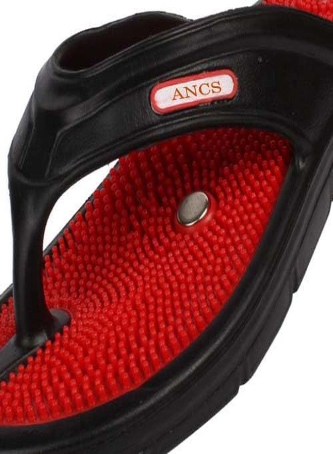 ACS ACUPRESSURE & MAGNETIC SLIPPER RED BLACK SIZE (4-10) BLOOD CIRCULATION unisex adult (7 Red Black) - Image 5
