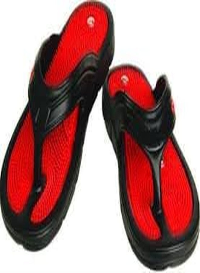 ACS ACUPRESSURE & MAGNETIC SLIPPER RED BLACK SIZE (4-10) BLOOD CIRCULATION unisex adult (7 Red Black) - Image 1