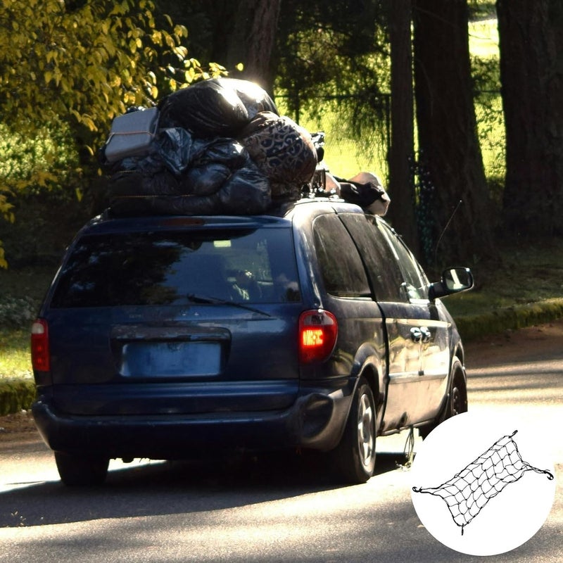 Garneck Car Roof Cargo Net 5mm Rubber Mesh 90x50cm Heavy-Duty Car Luggage Organizer for Roof Rack Pickup Truck Exterior Accessories - Image 5