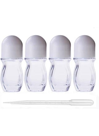 4Pcs 30ml/1 Oz Clear Refillable Glass Roll-On Deodorant Bottles Reusable Leak-Proof Massage Roller Bottles Containers with Roller Ball and White Cap for DIY Deodorant, 3ml Transfer Dropper - pzsku/ZCAB4B973872A48040CBDZ/45/_/1744137968/293e0275-8b03-436b-bafb-5062b082d775