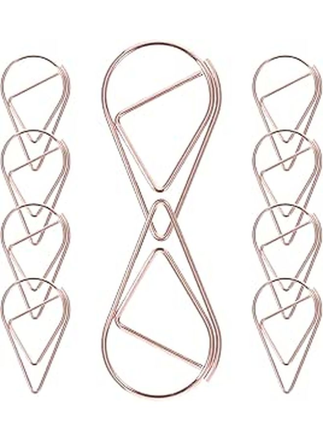 Rose Gold Waterdrop Shaped Metal Paper Clips 10pcs Decorative Bookmarks for Office Documents Journals - Image 1