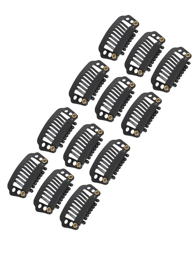 VIVIAN Metal Silicon Snap Clips for Hair Wigs/Patches and Hair Extensions/Toppers Use for Men and Women Black Set of 12Pcs - Image 1