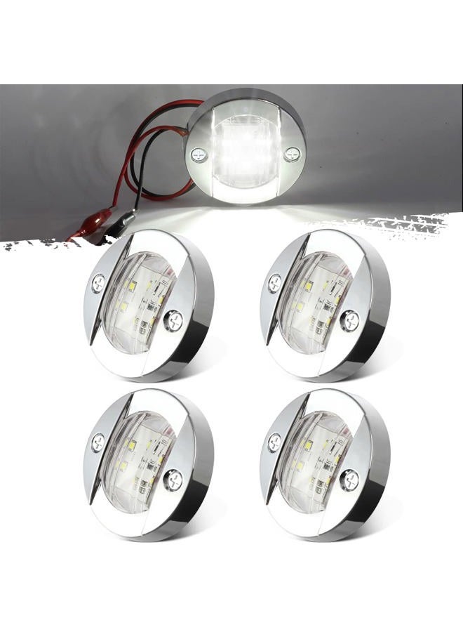 Partsam 4 Pcs 3 Inch Round White LED Marine Boat Lights Transom Stern Anchor Deck Courtesy Light For Pontoon Fishing Boat Kayak Sailboat IP67 Waterproof, 12V DC - Image 1