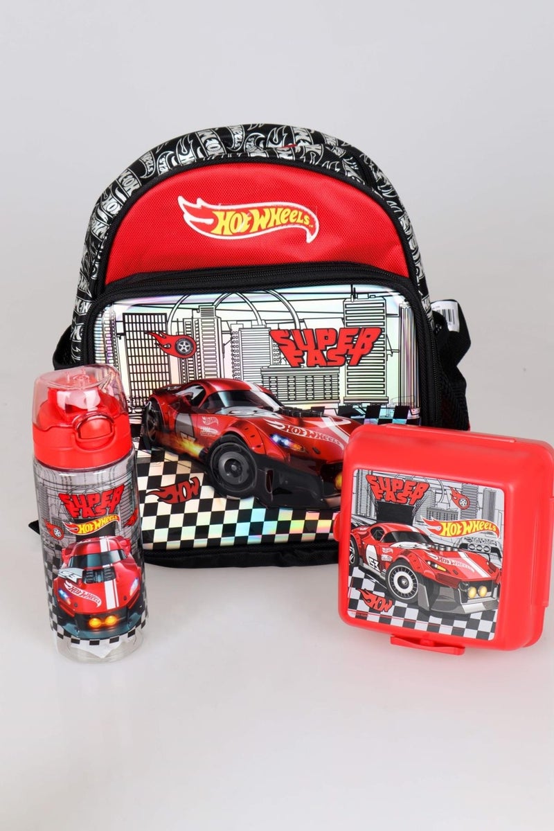 Hot Wheels New Season Licensed Kindergarten Pencil and Lunch Box 2 Layer Lunch Box and 500 ml Water Bottle Set - Image 1